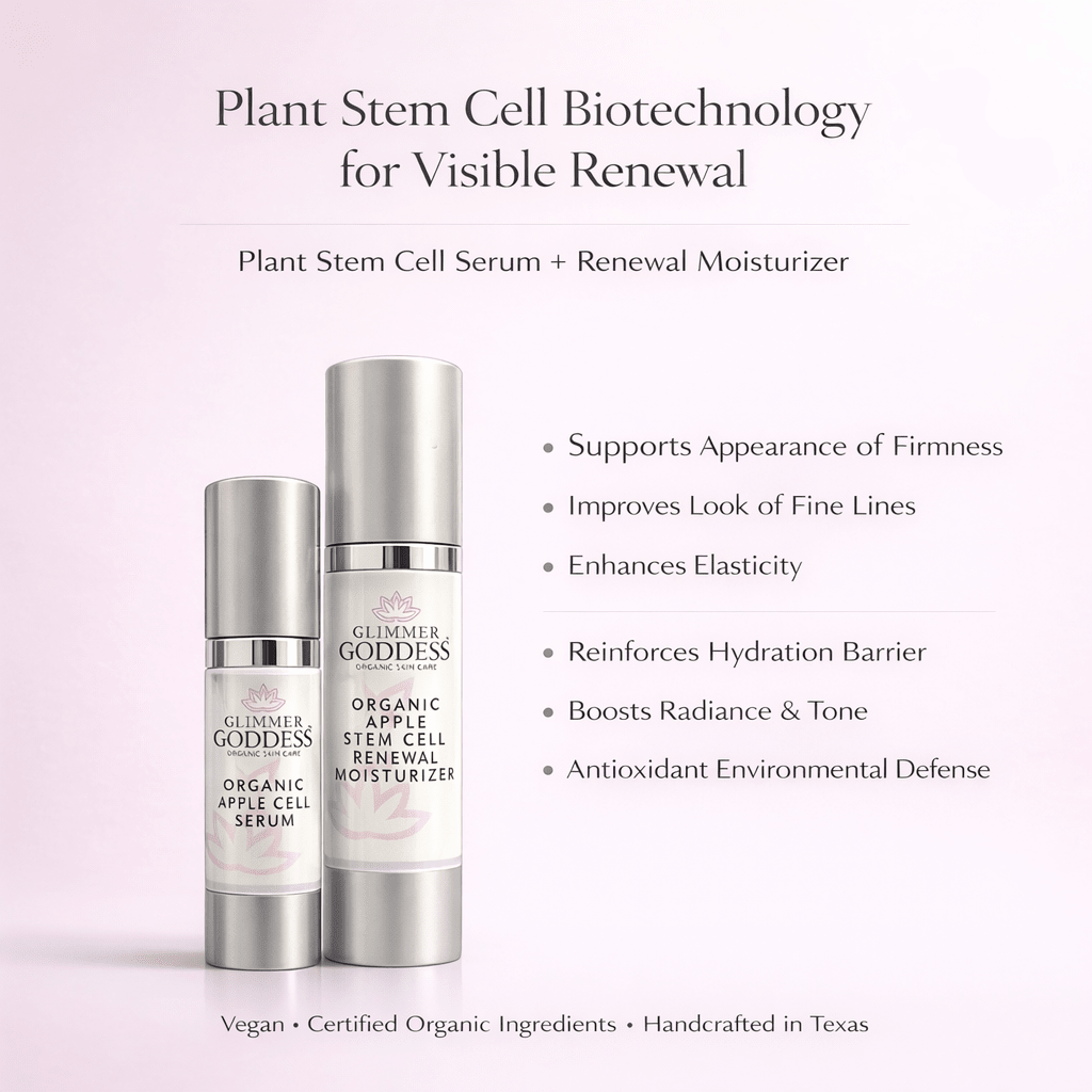 Glimmer Goddess Organic Apple Stem Cell Anti-Aging Duo | Hydrating Serum & Moisturizer for Firm, Radiant Skin