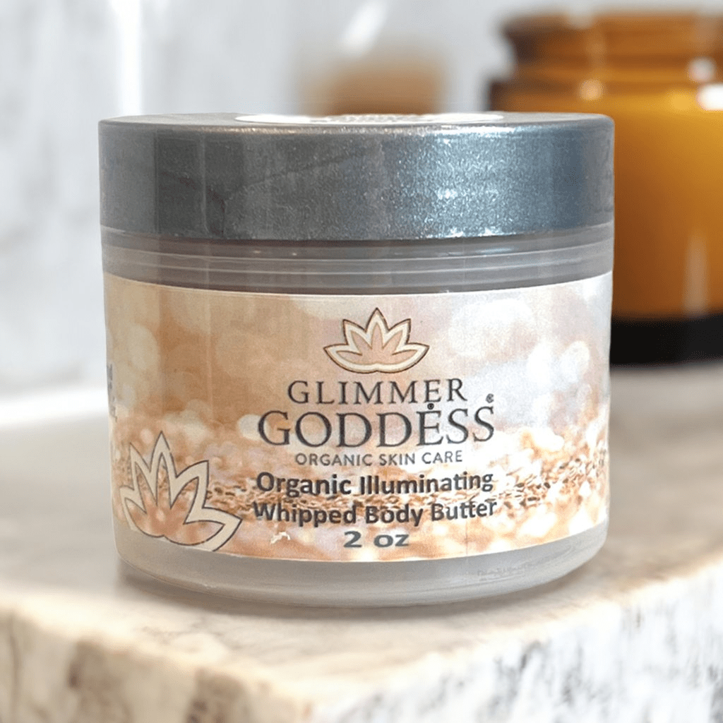 Glimmer Goddess Organic Shimmering Whipped Body Butter – Travel-Friendly Radiance