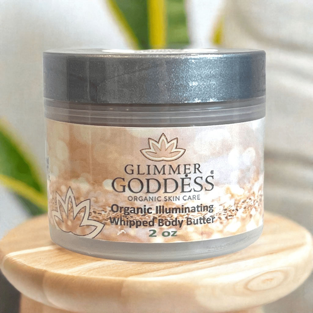Glimmer Goddess Organic Shimmering Whipped Body Butter – Travel-Friendly Radiance