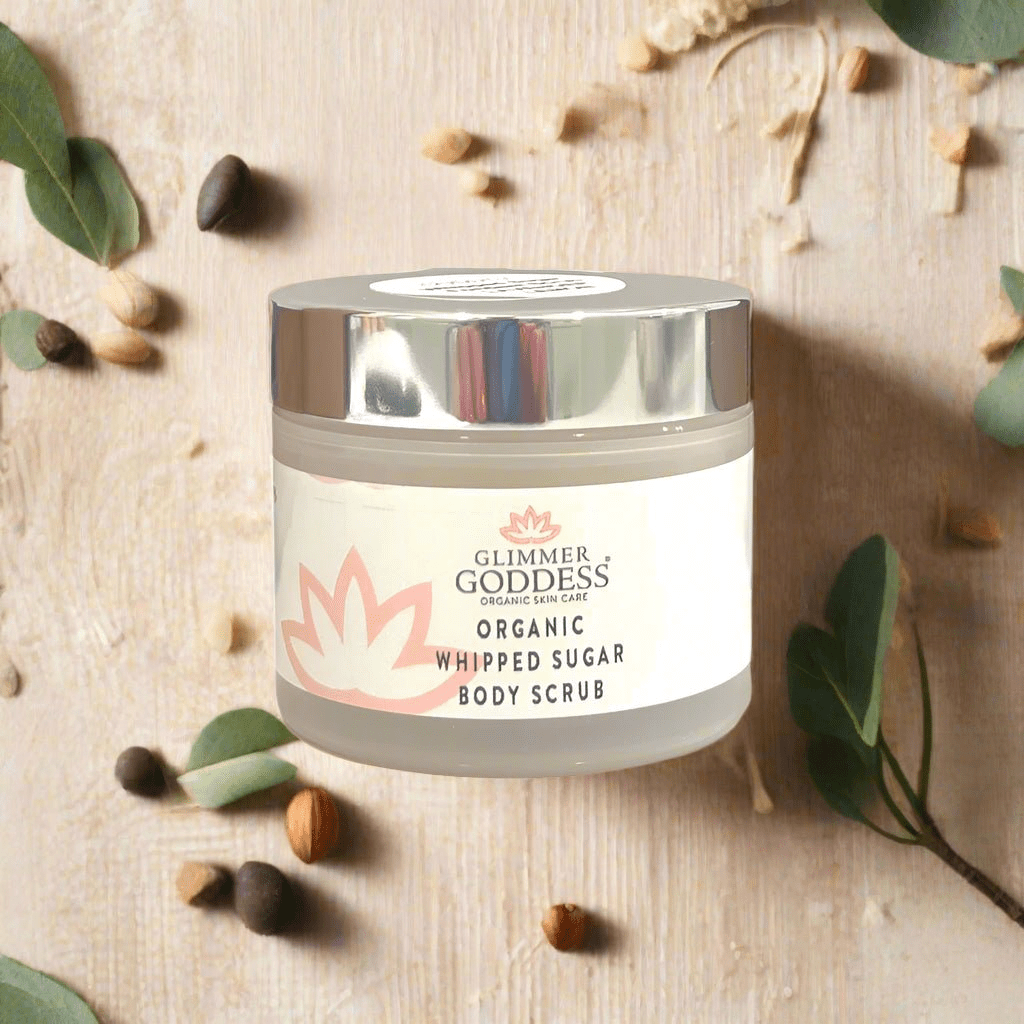 Glimmer Goddess Organic Whipped Sugar Body Scrub - Crepey Skin Treatment (2 oz)