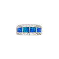 Genuine Created Opal Ring Sterling Silver
