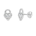 Genuine .06ct Diamond Heart Earrings Sterling Silver