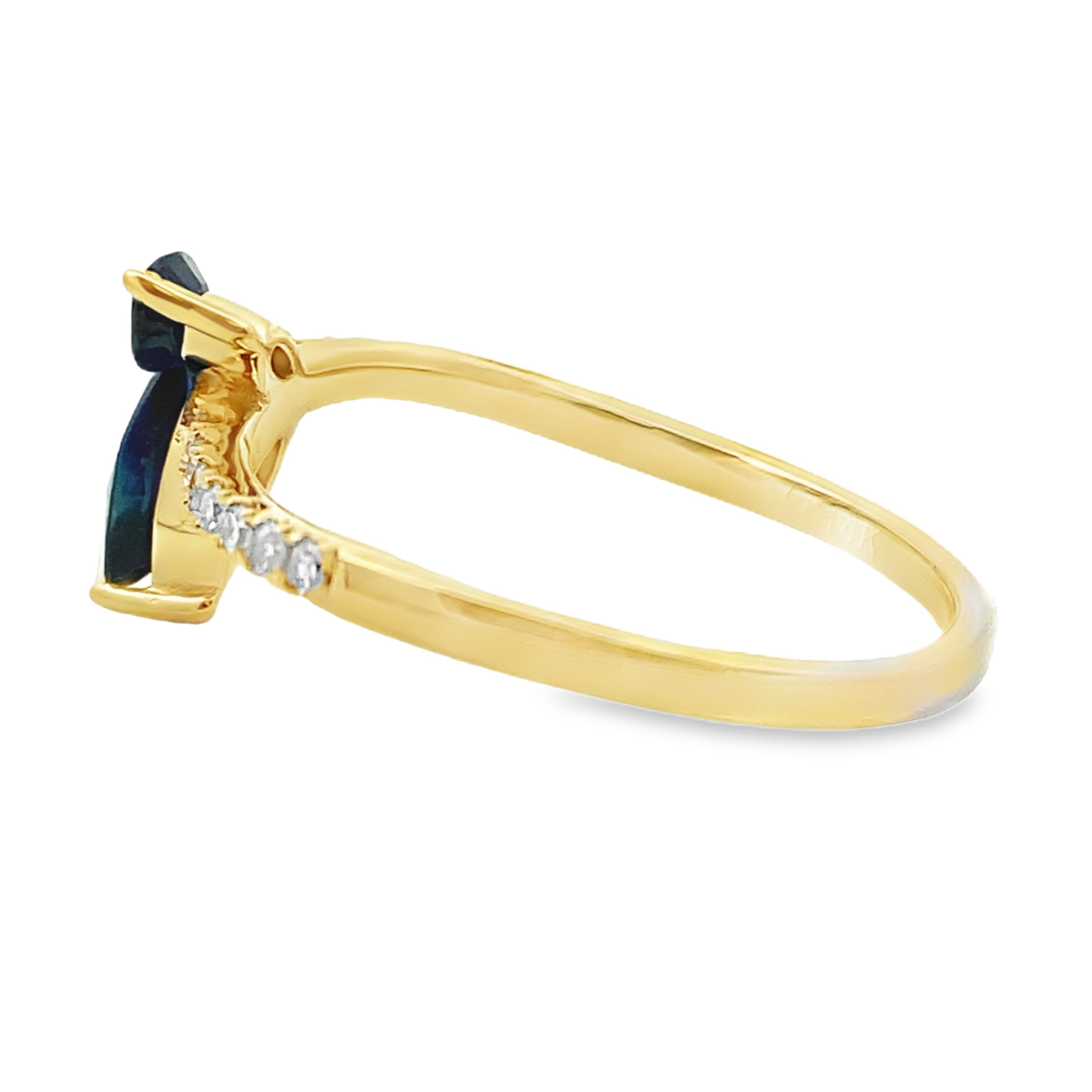 Natural .36ct Sapphire Diamond Ring 14KT Yellow Gold