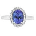 Genuine 1.55ct Tanzanite Diamond Ring 14KT White Gold