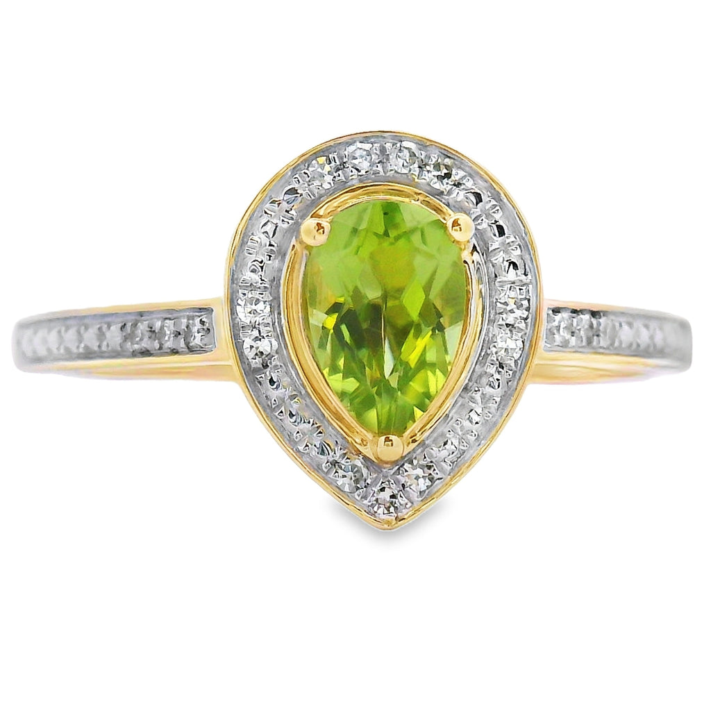 Genuine .50ct Peridot Diamond Ring 10KT Yellow Gold