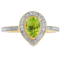 Genuine .50ct Peridot Diamond Ring 10KT Yellow Gold
