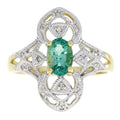 Natural .70ct Emerald Diamond Ring 10KT Yellow Gold