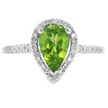 Genuine 1.10ct Peridot Diamond Ring 14KT White Gold