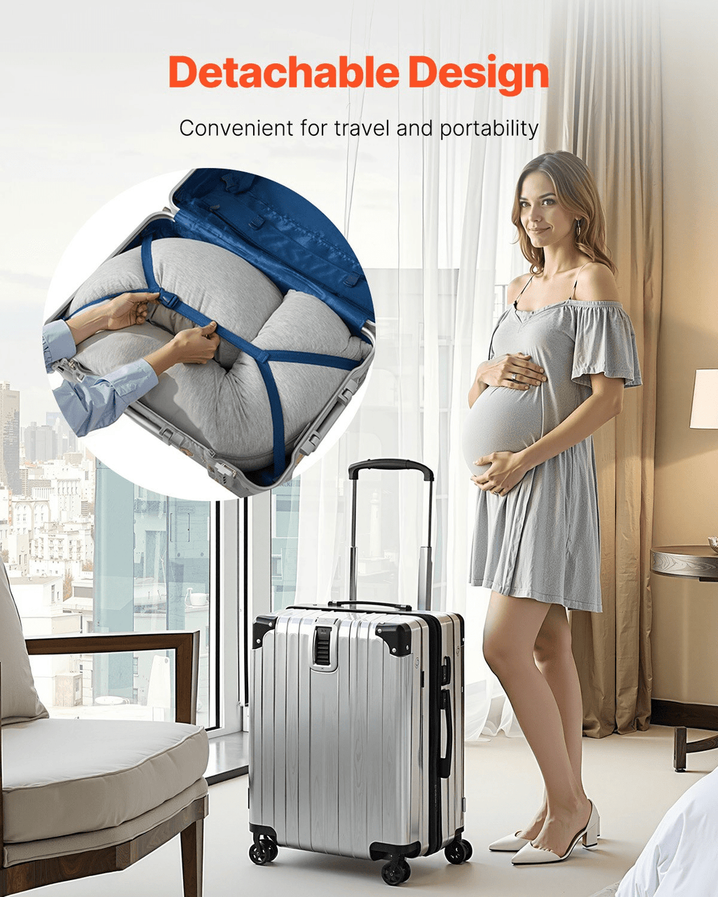 L Shaped Pregnancy Pillow with Breathable Jersey Cover