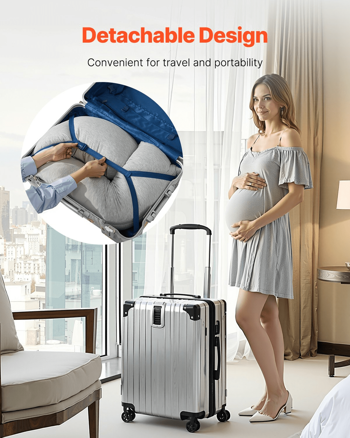 L Shaped Pregnancy Pillow with Breathable Jersey Cover