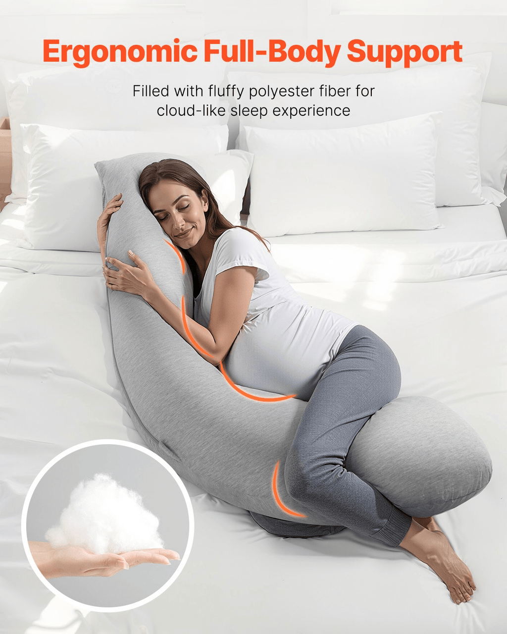 L Shaped Pregnancy Pillow with Breathable Jersey Cover