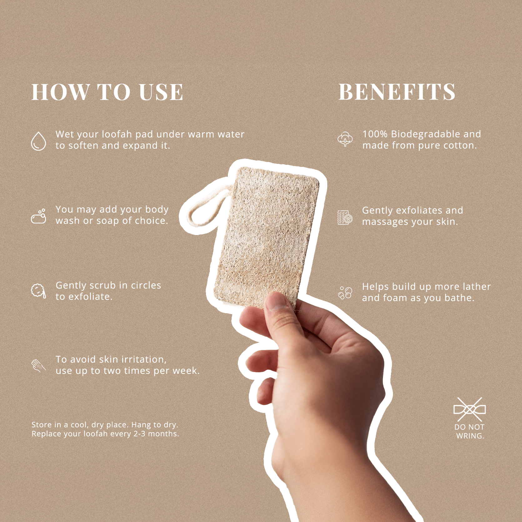 Natural Loofah Pads 2-Pack | Plant-Based Exfoliating Duo