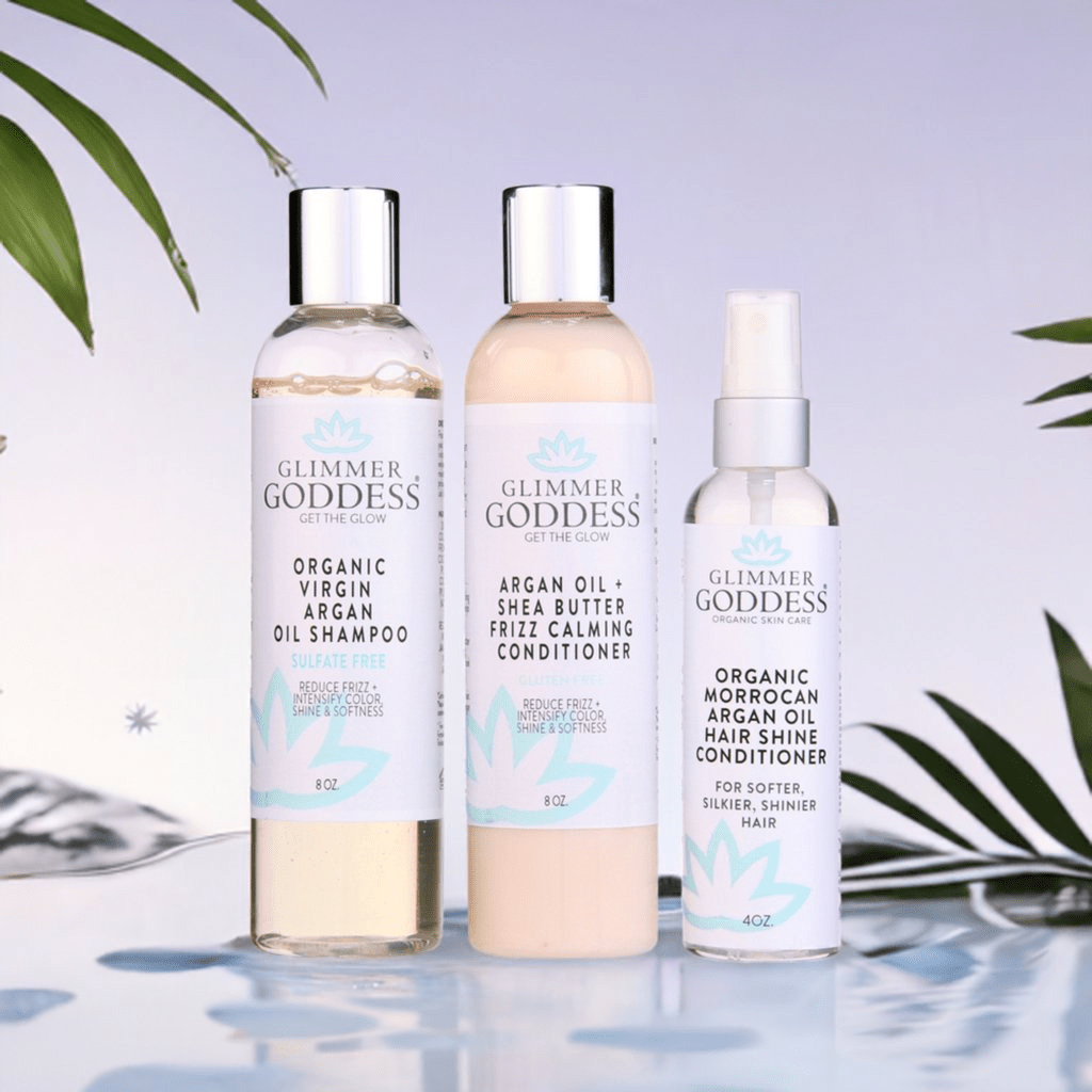 Organic Argan Oil Hair Treatment Trio - Hydrating Shampoo, Conditioner & Shine Spray