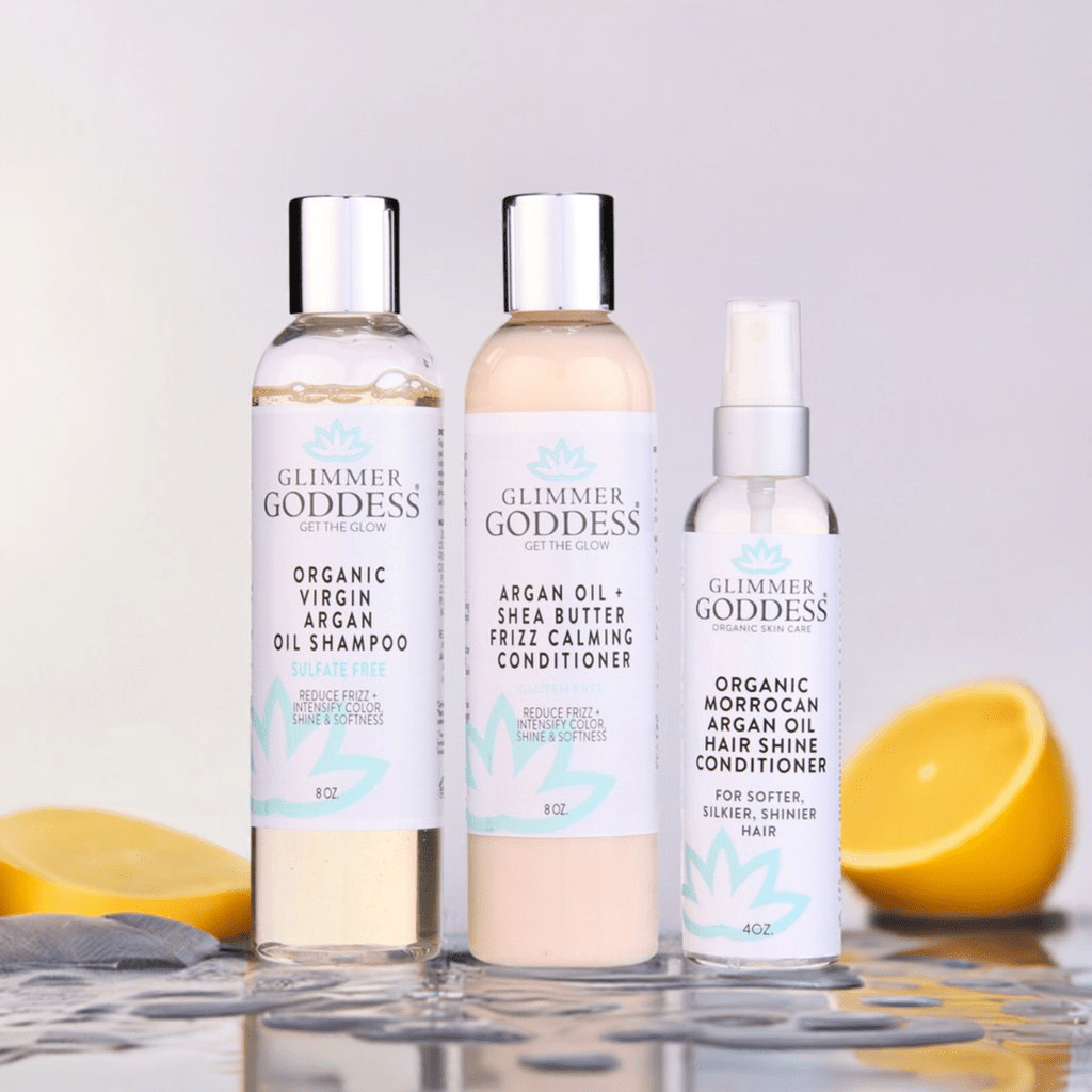Organic Argan Oil Hair Treatment Trio - Hydrating Shampoo, Conditioner & Shine Spray