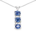0.64 Carat Genuine Blue Sapphire and White Diamond .925 Sterling Silver Pendant