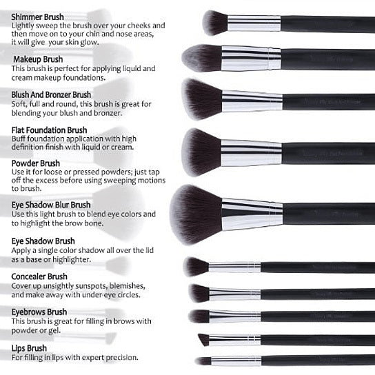 Pageant Winner 10-Piece Makeup Brush Set - Flawless Performance & Sustainable Wood