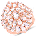 14K Rose Gold Plated 4.55 Carat Genuine Morganite .925 Sterling Silver Ring