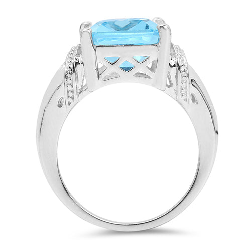8.89 Carat Genuine Swiss Blue Topaz .925 Sterling Silver Ring