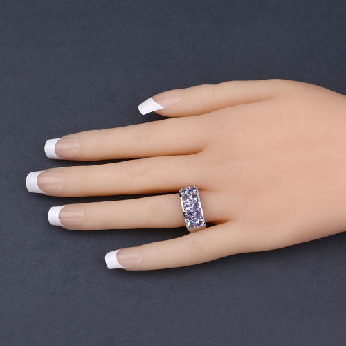 1.90 Carat Genuine Tanzanite .925 Sterling Silver Ring