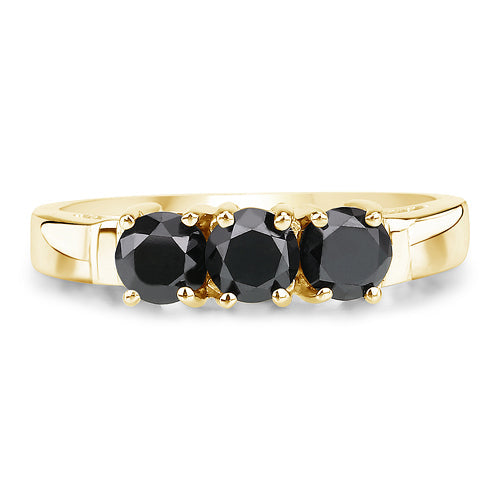 0.99 Carat Genuine Black Diamond .925 Sterling Silver Ring