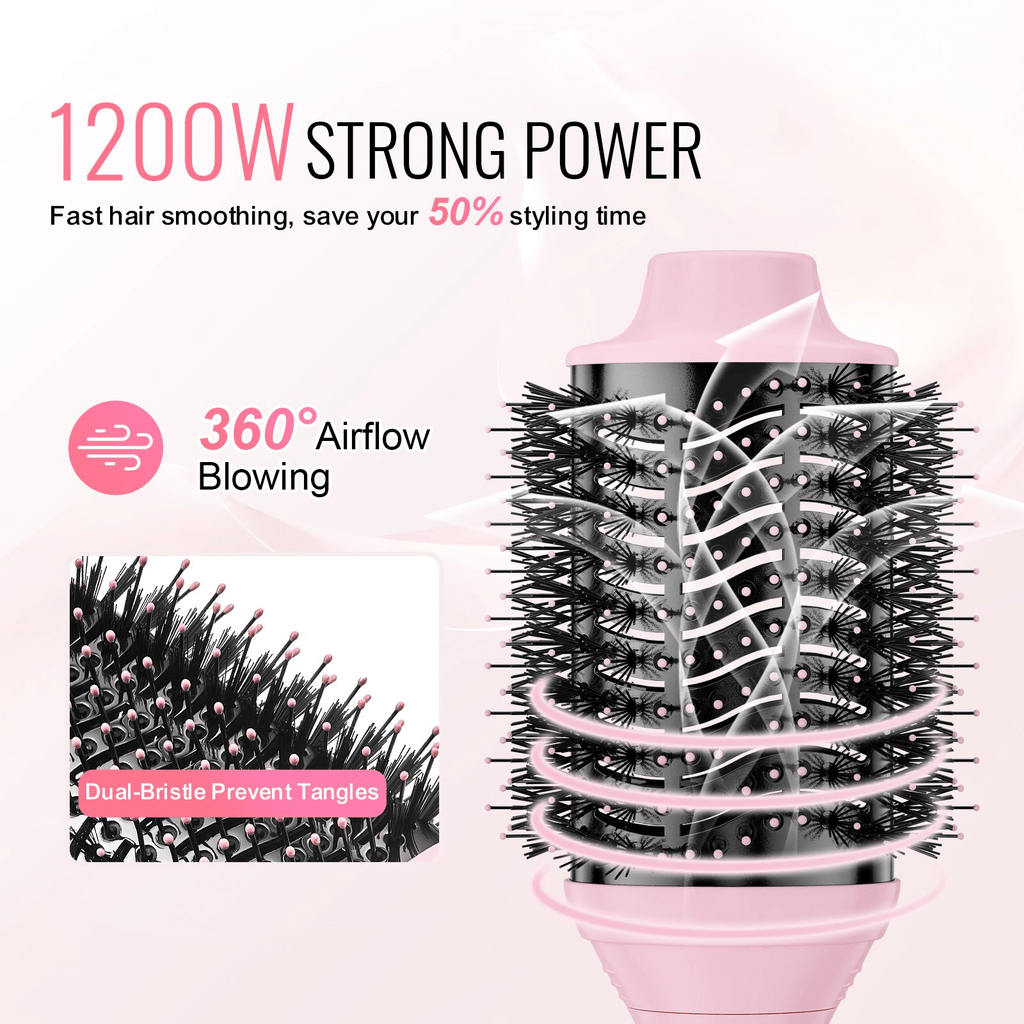VEVOR Ionic Hair Dryer Brush with Dual Interchangeable Barrels