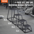 VEVOR Plyometric Jump Box Set, 12 18 24 30 Inch, Anti-Slip Steel Plyo Boxes for Home Gym Agility and Strength Training, 500 lb Capacity, Black