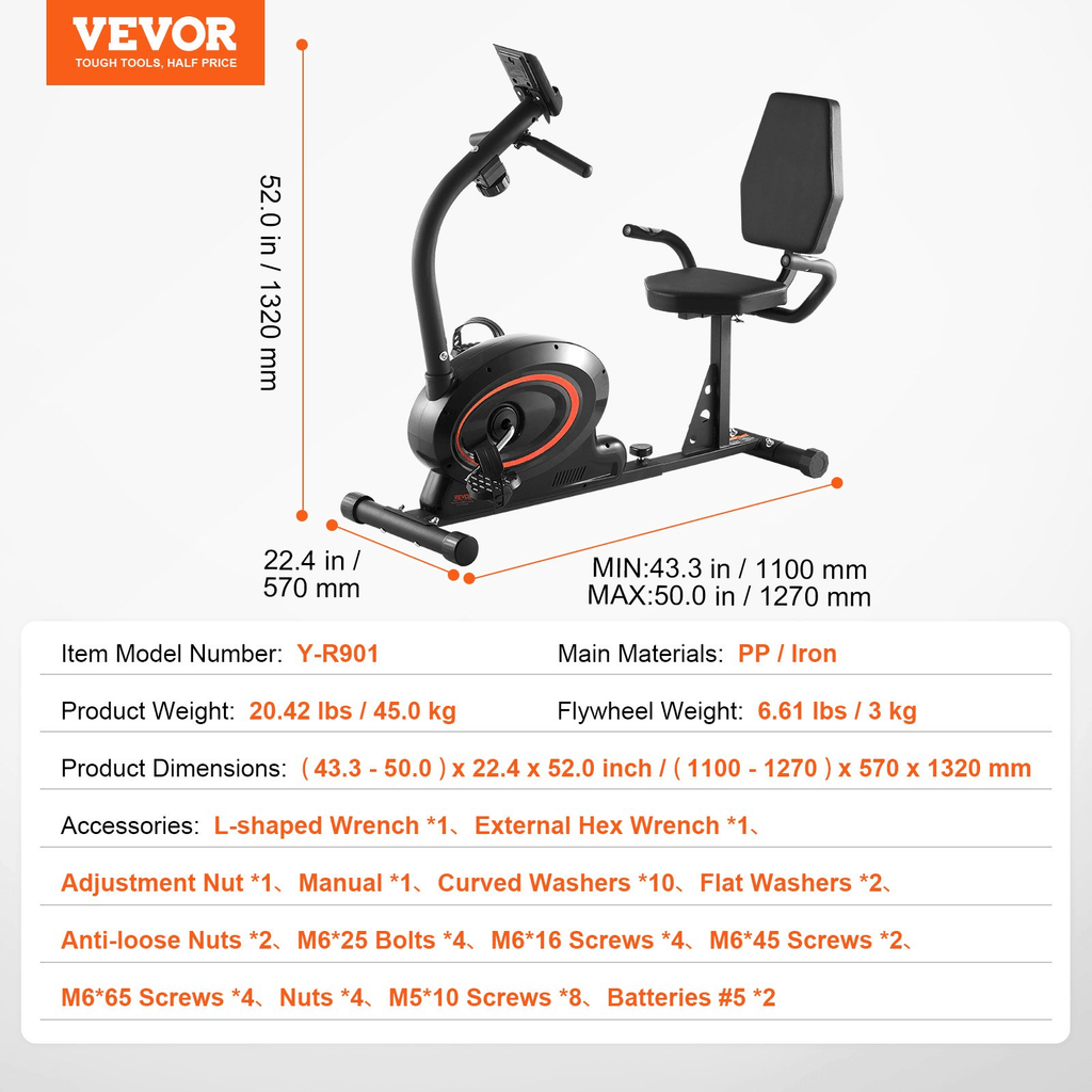 VEVOR Recumbent Exercise Bike – Magnetic Resistance & Comfortable Design