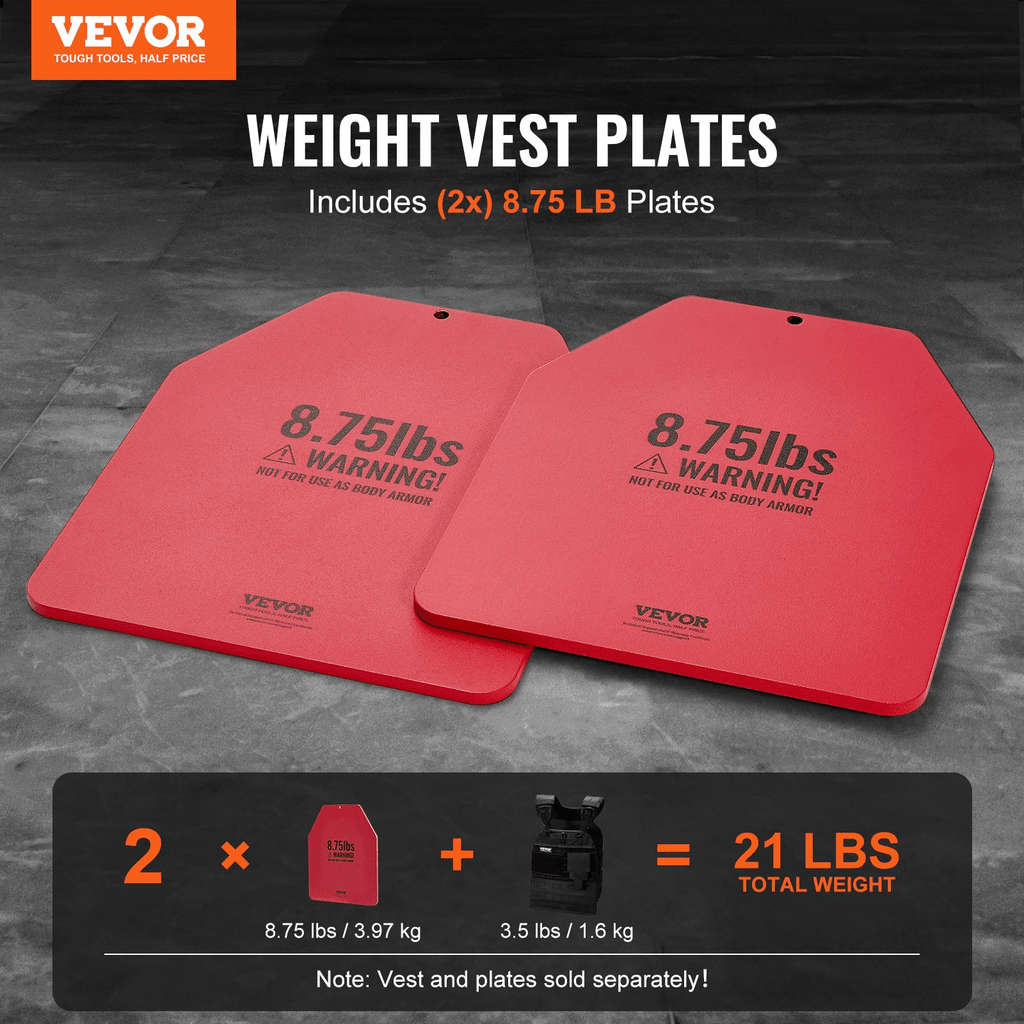 VEVOR Weight Vest Plates for Strength Training Running Workout 2x8.75 LB Plates
