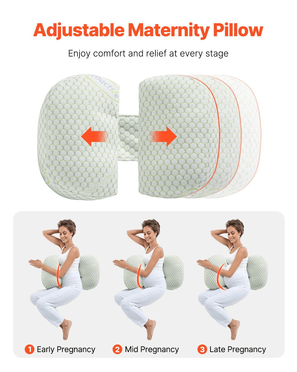 Pregnancy Wedge Pillow W Shape with Breathable Removable Cover
