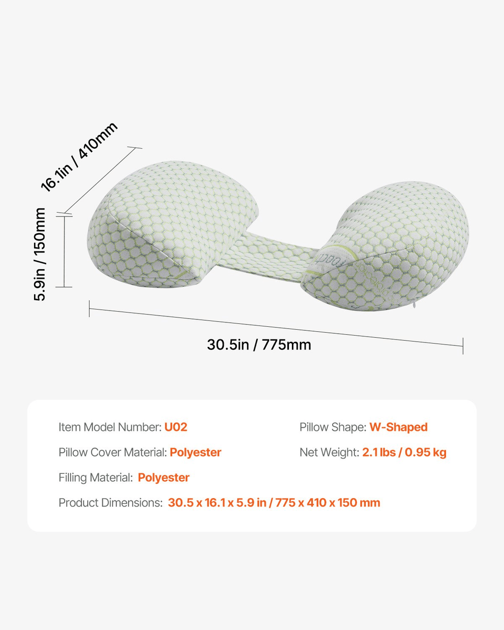Pregnancy Wedge Pillow W Shape with Breathable Removable Cover