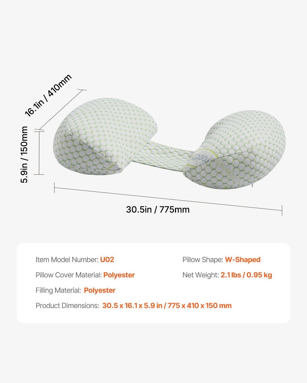 Pregnancy Wedge Pillow W Shape with Breathable Removable Cover