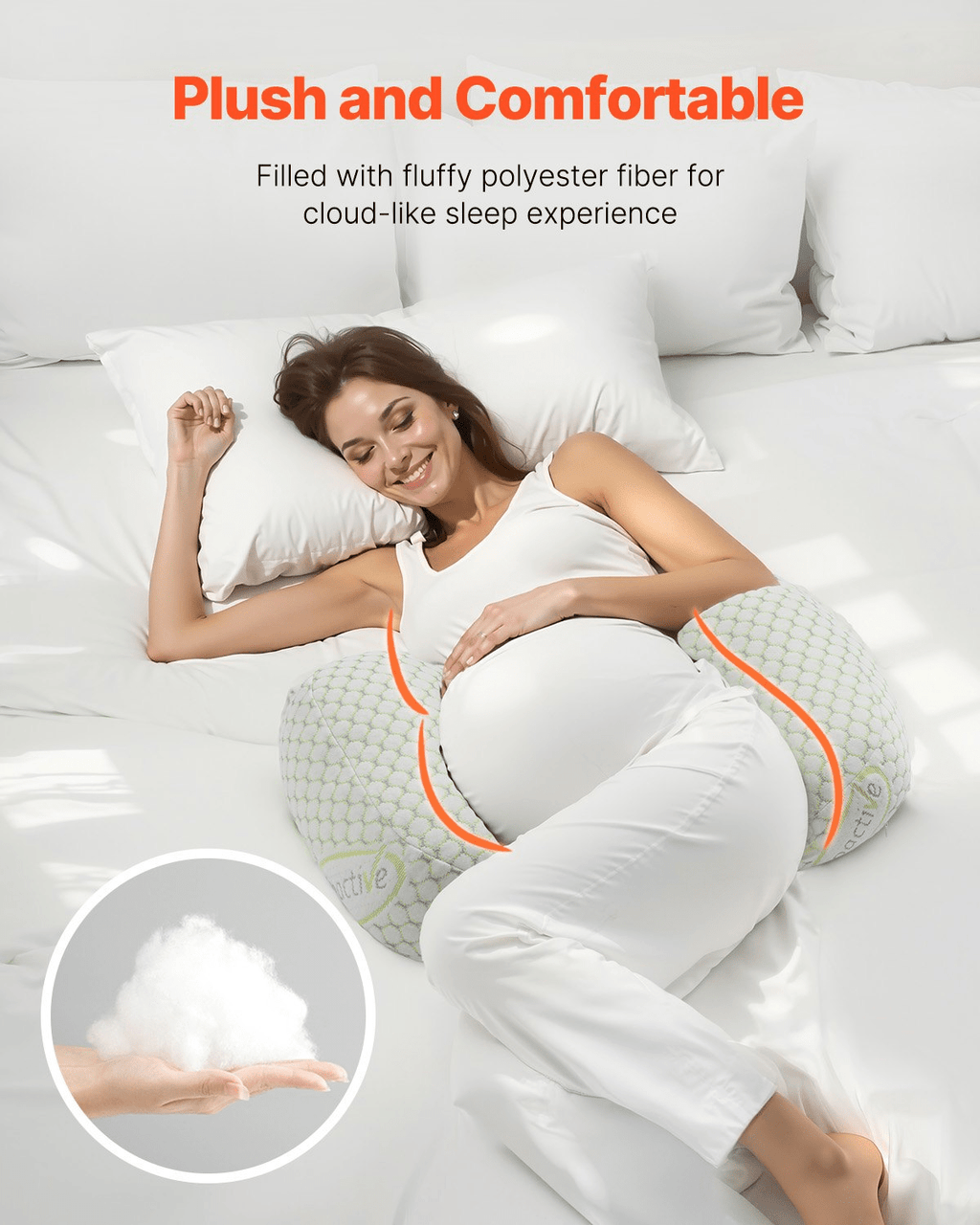 Pregnancy Wedge Pillow W Shape with Breathable Removable Cover