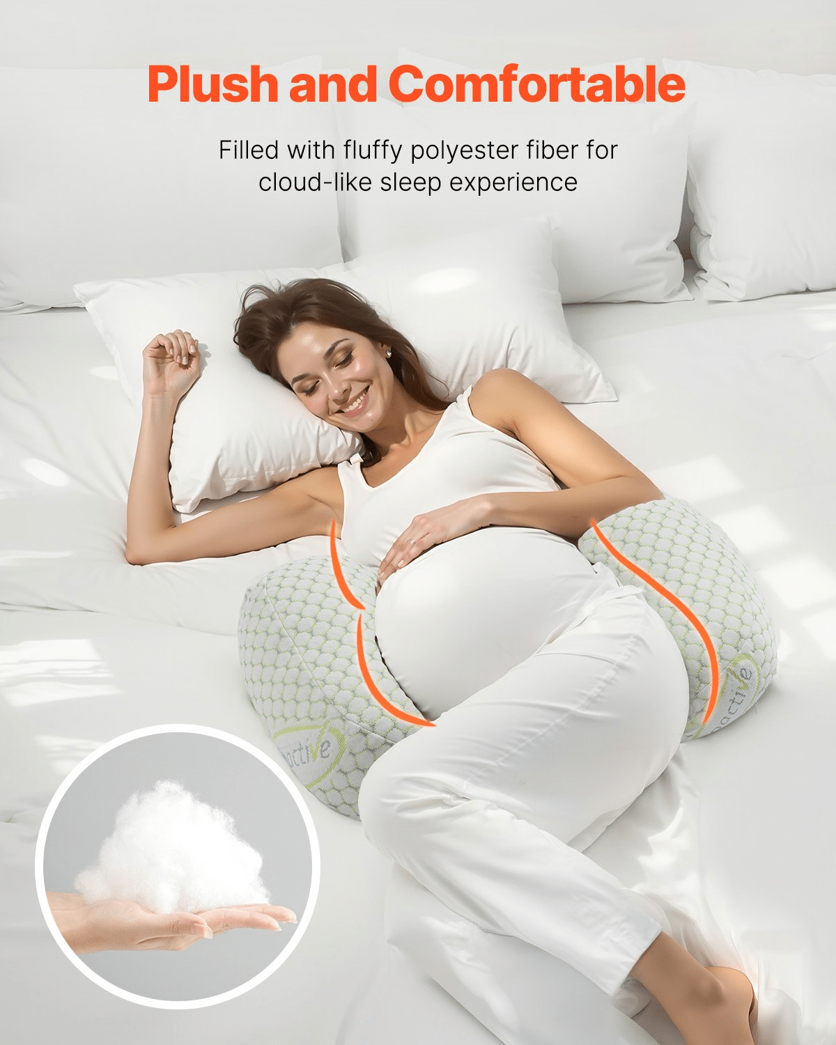 Pregnancy Wedge Pillow W Shape with Breathable Removable Cover