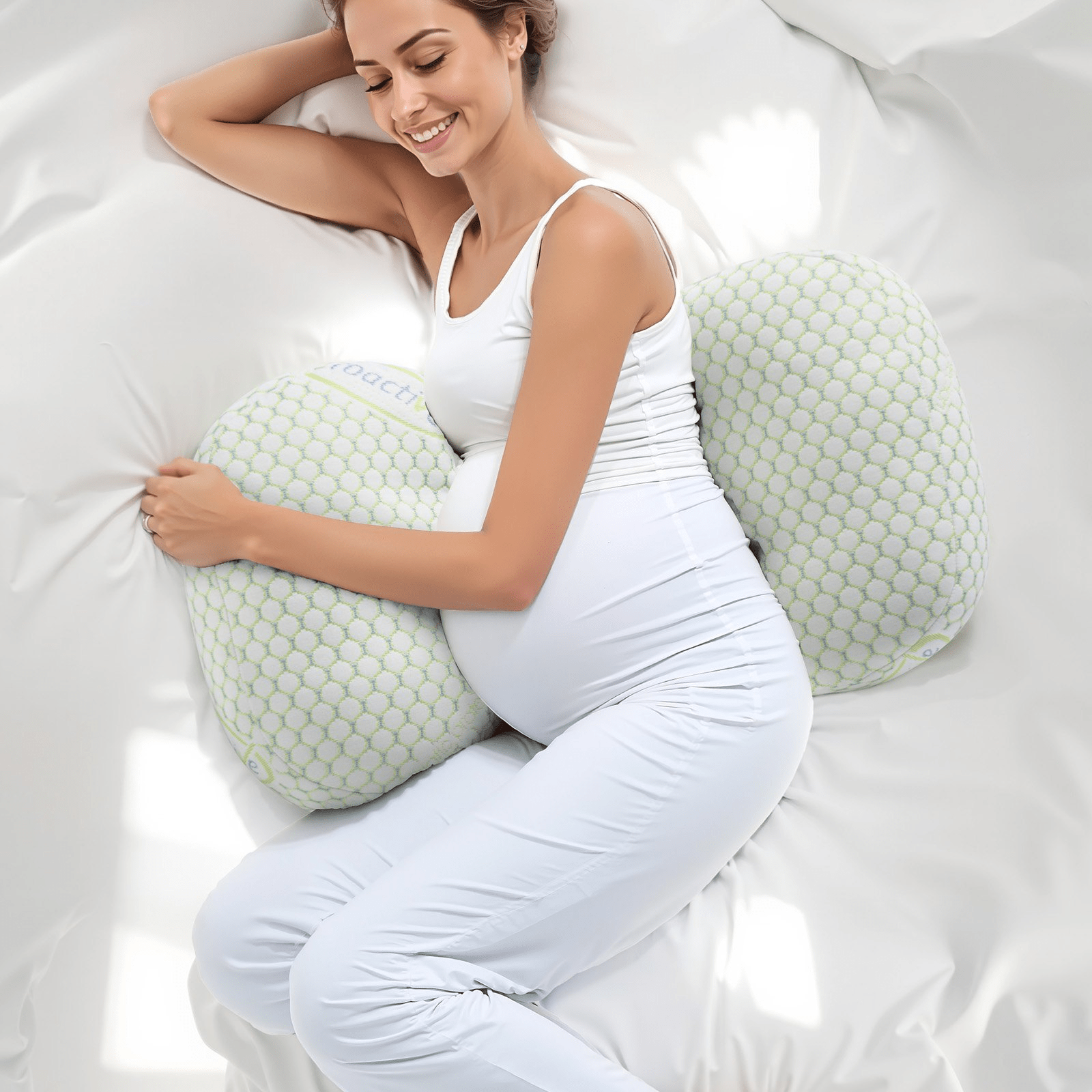 Pregnancy Wedge Pillow W Shape with Breathable Removable Cover