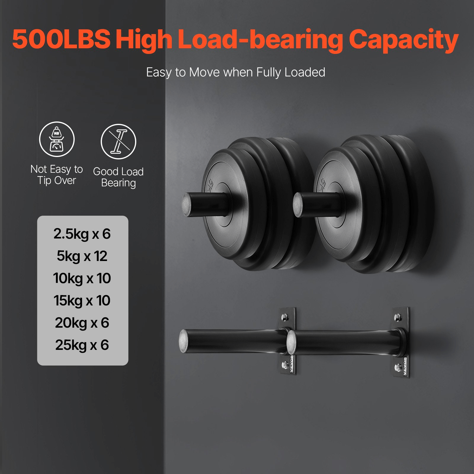 2-Inch Plate Holder (4-Pack) - Wall Mount Home Gym Rack