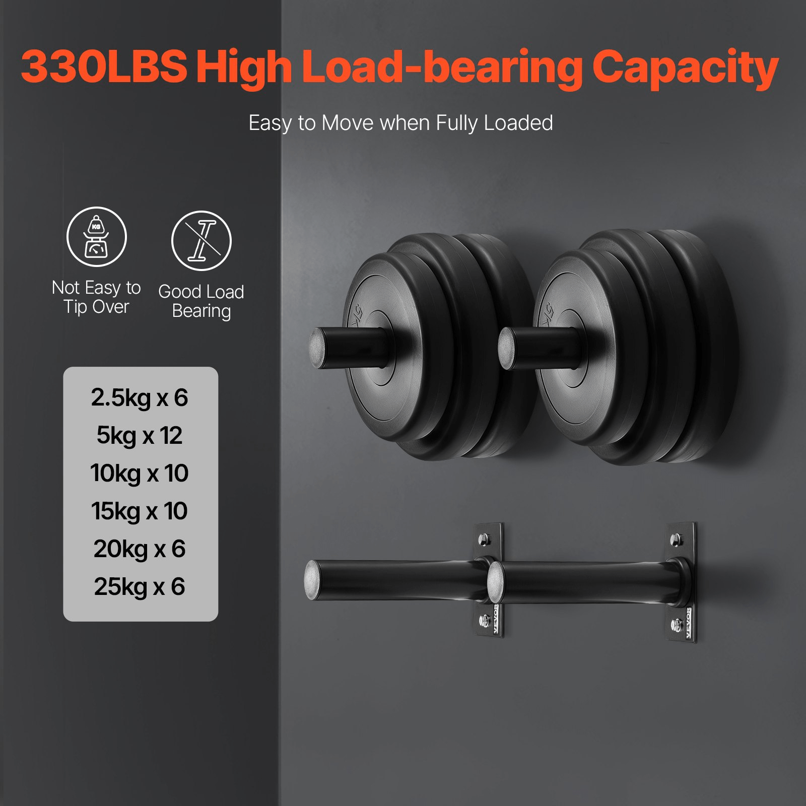 2-Inch Plate Holder (4-Pack) - Wall Mount Home Gym Rack